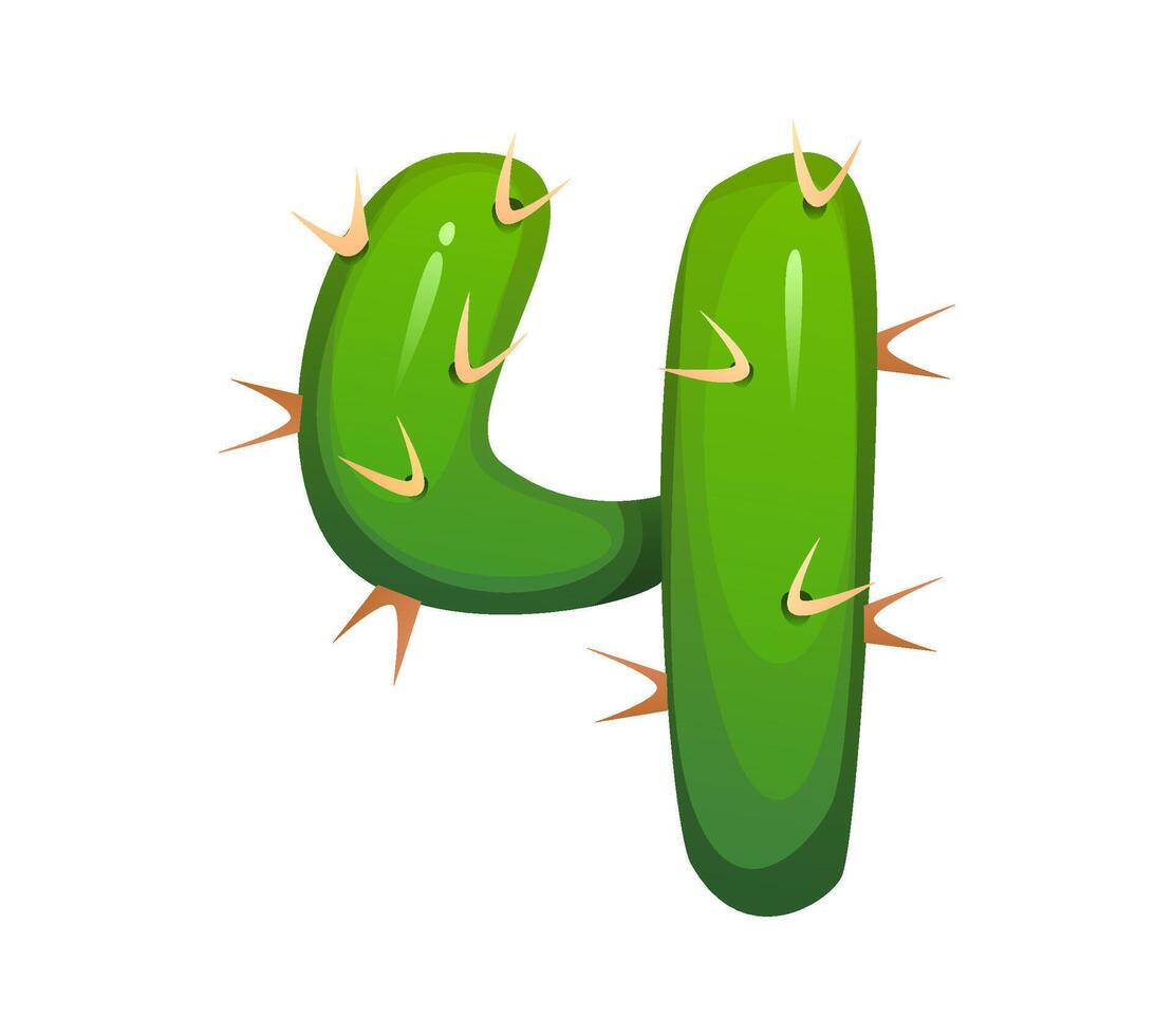 Cartoon Mexican font cactus number 4 four vector