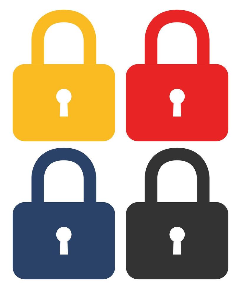 Padlock icon set isolated on white background. vector