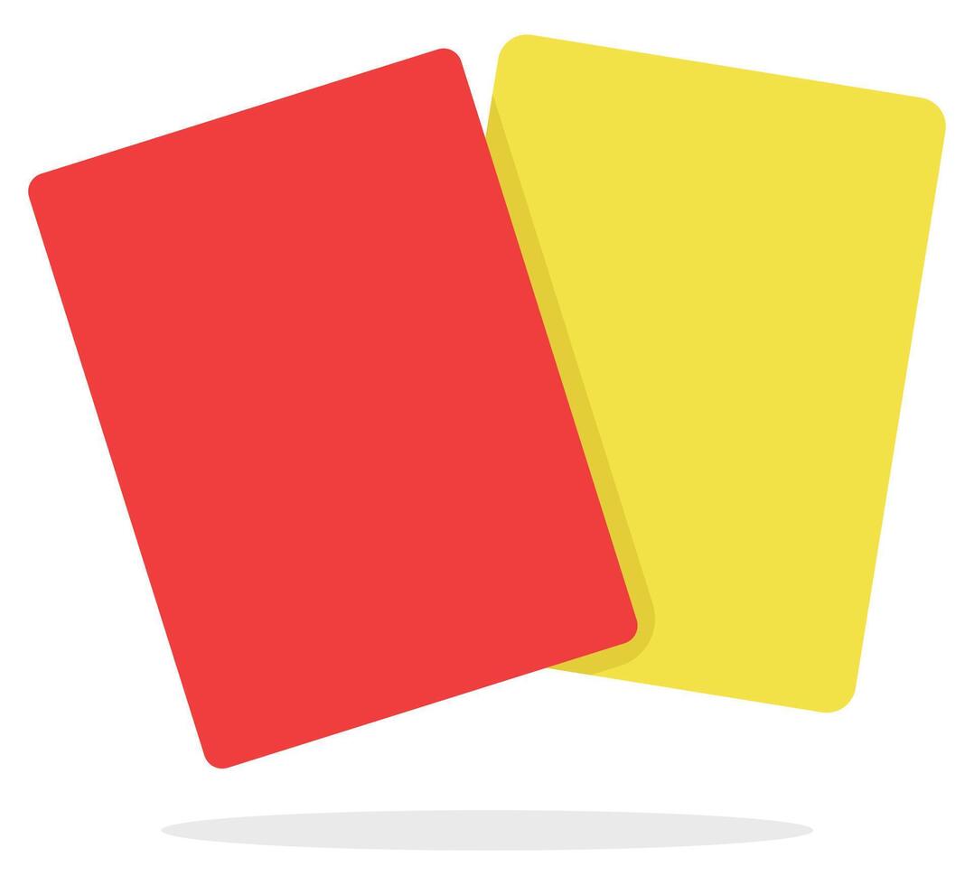 Yellow and red penalty cards flat icon isolated on white background. vector