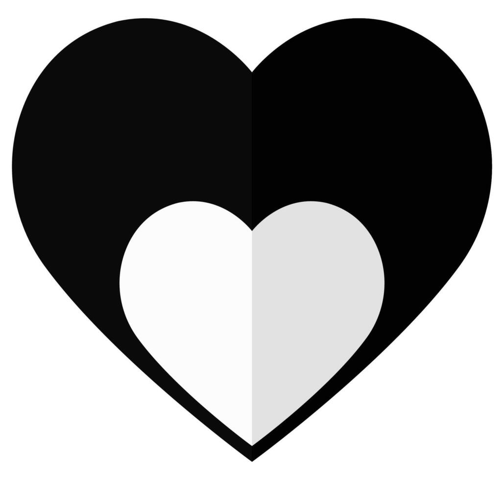 Black and white heart love icon isolated on white background. vector