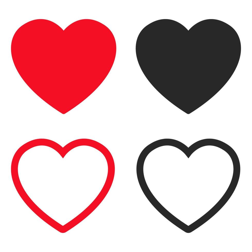 Set of heart icons isolated on white background. vector