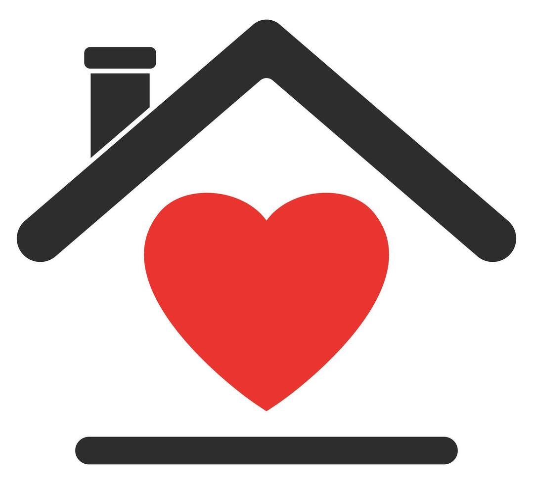 House heart flat icon isolated on white background. vector