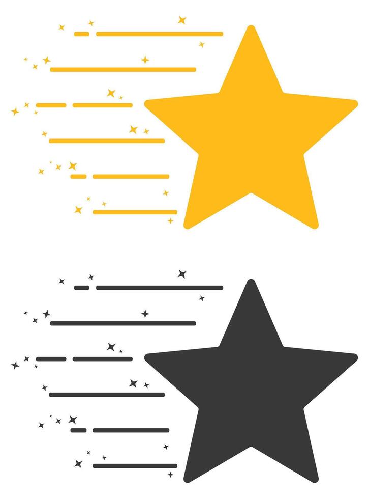 Set of shooting stars flat icon isolated on white background. vector