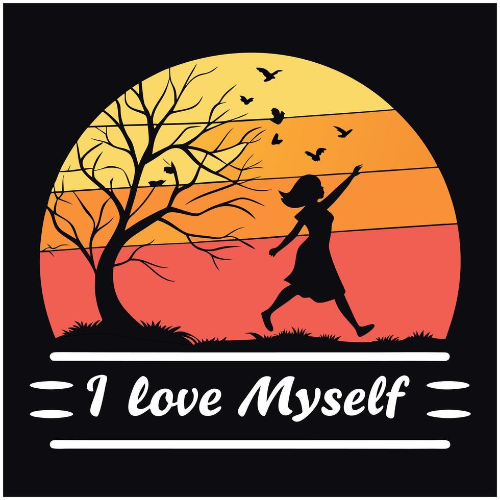 Self-Love and Freedom T-Shirt - Dancing Woman at Sunset vector
