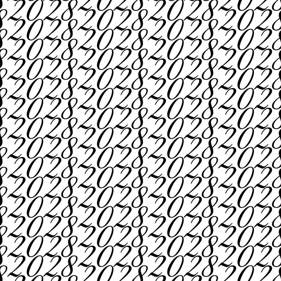 2028 Minimalistic Date inscription Seamless Pattern New Year Greeting decorative background concept. Isolated illustration Wallpaper Wrapping or web promo, poster, banner, cards, price, labels vector