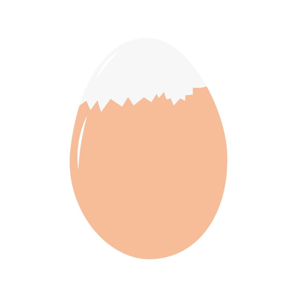Partially peeled Hard boiled chicken egg in Beige eggshell Thematic cards Minimalistic Element idea. Isolated illustration Menu cards or web promo banner, leaflets, print materials or price tag vector