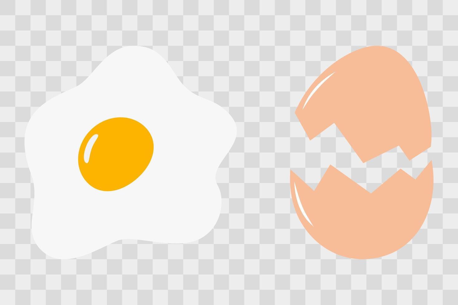 Freehand fried egg with yolk and cracked eggshell Egg Day or menu cards design element concept Set 2. Isolated illustration Thematic cards, print materials or web promo banner, leaflets, labels vector
