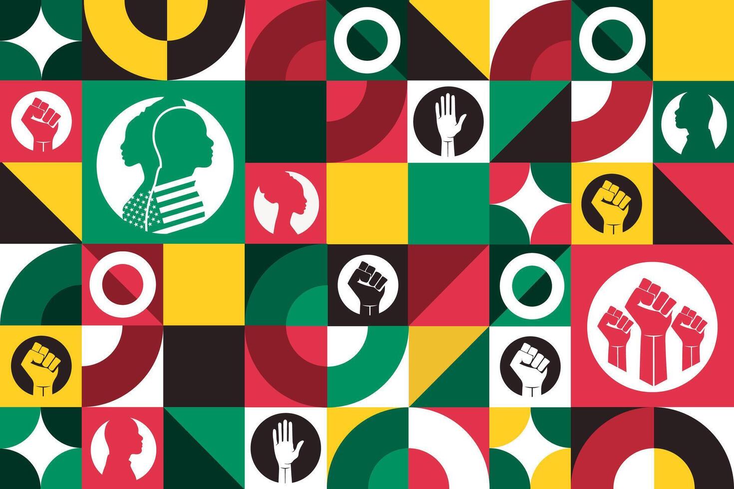 February is Black History Month. Seamless geometric pattern. Template for background, banner, card, poster EPS10 illustration. vector