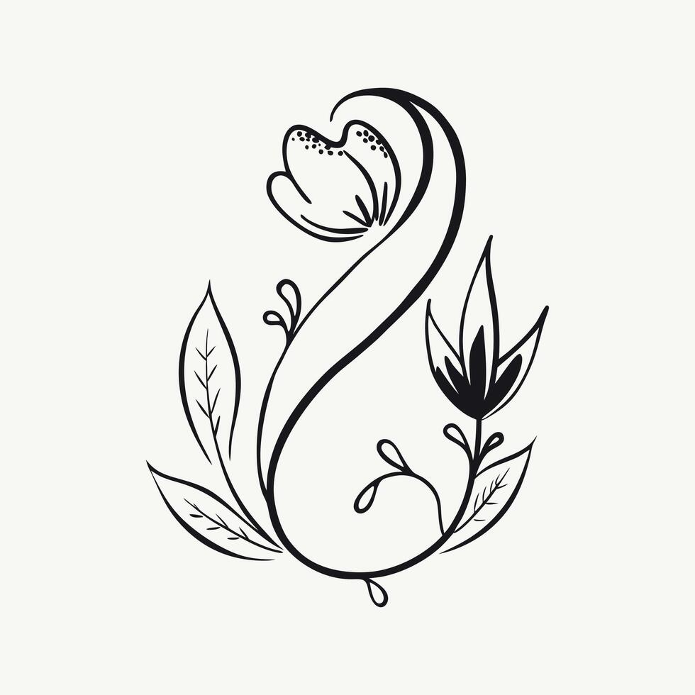 Flower Drawing Hand-Drawn Line vector