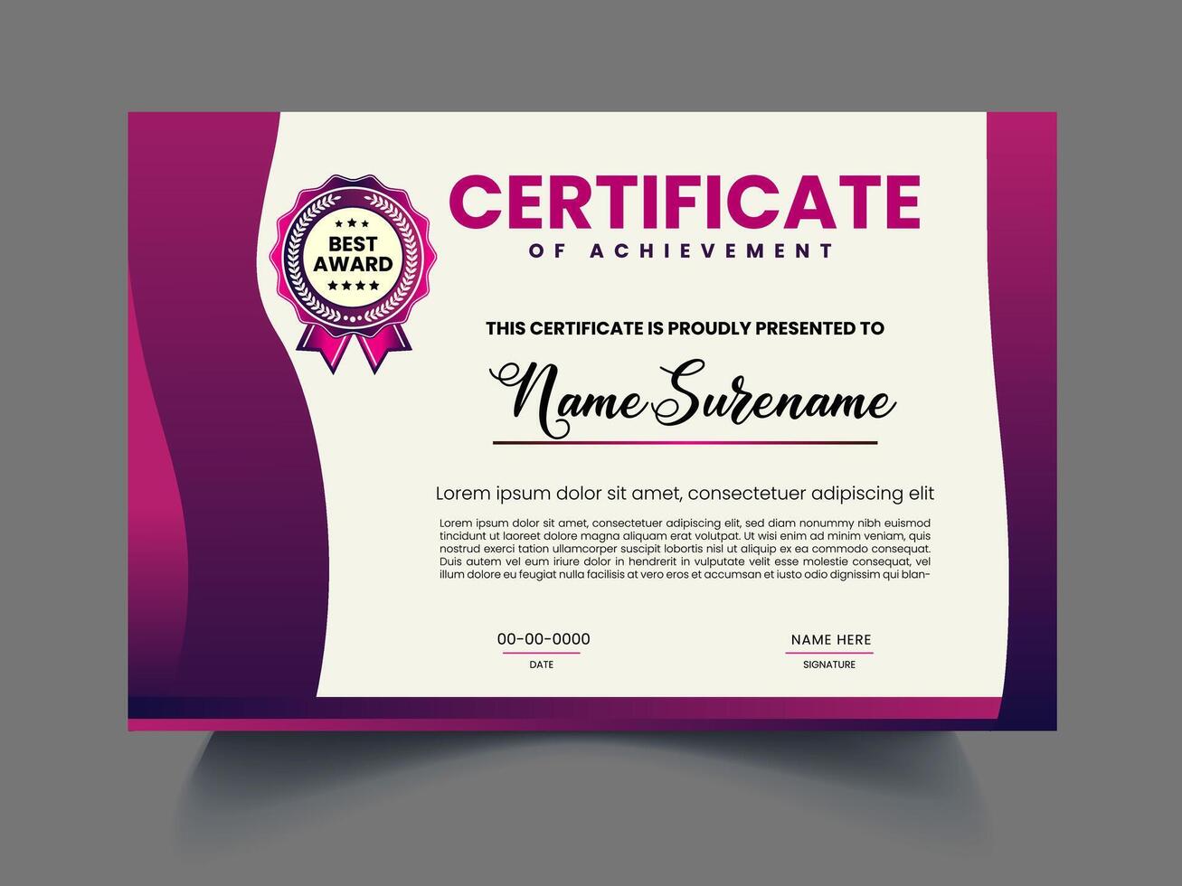 perfect Modern unique Certificate design template vector