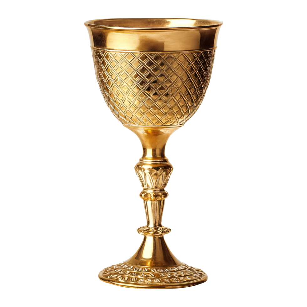 Golden goblet holy grail chalice wine isolated on transparent background png