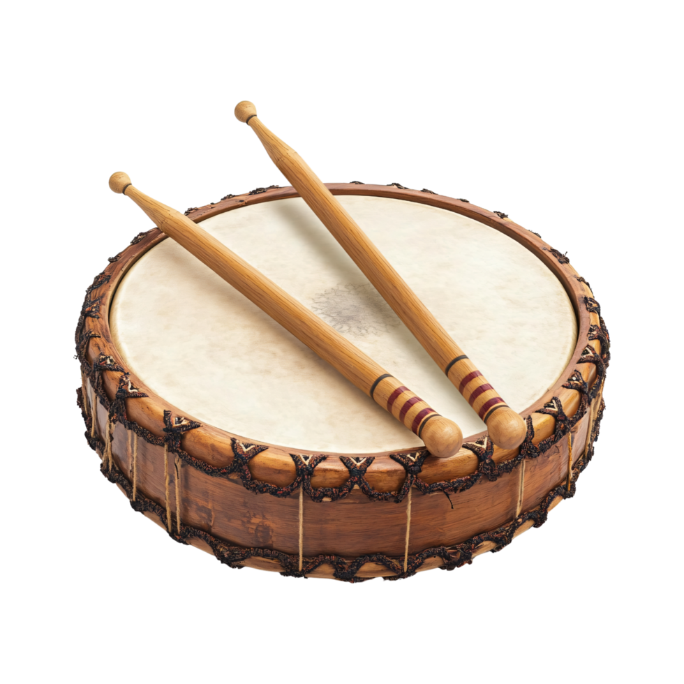 Ramadan Islamic festive drum with drumsticks isolated on transparent background png