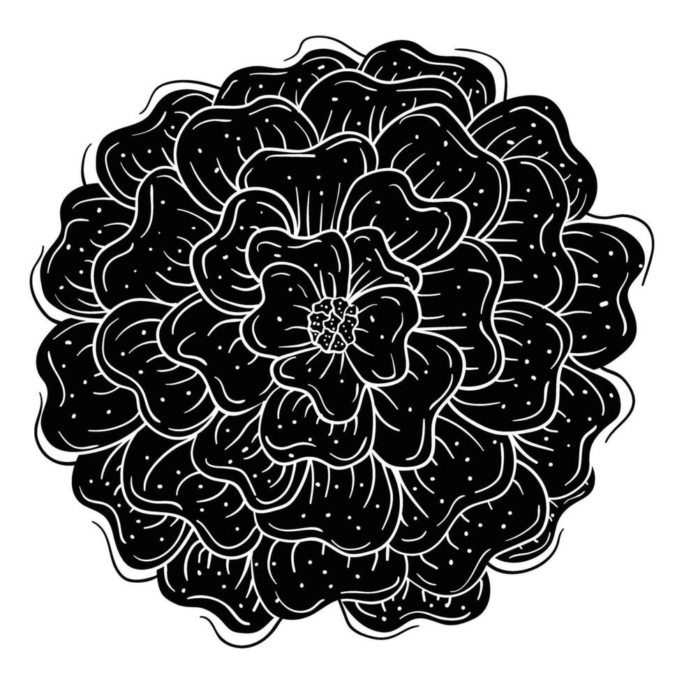 a black and white flower with a white center vector