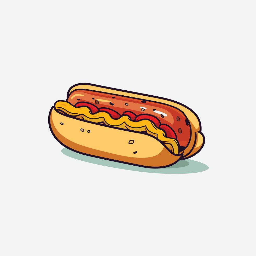 Fast Food Hot Dog in a Paper Tray Illustration Design vector