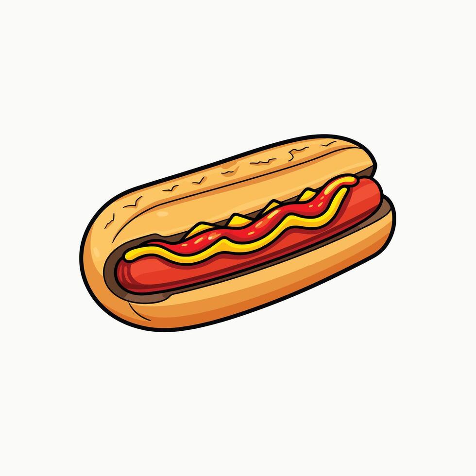 Hot Dog Icon with Playful Flat Illustration Style vector