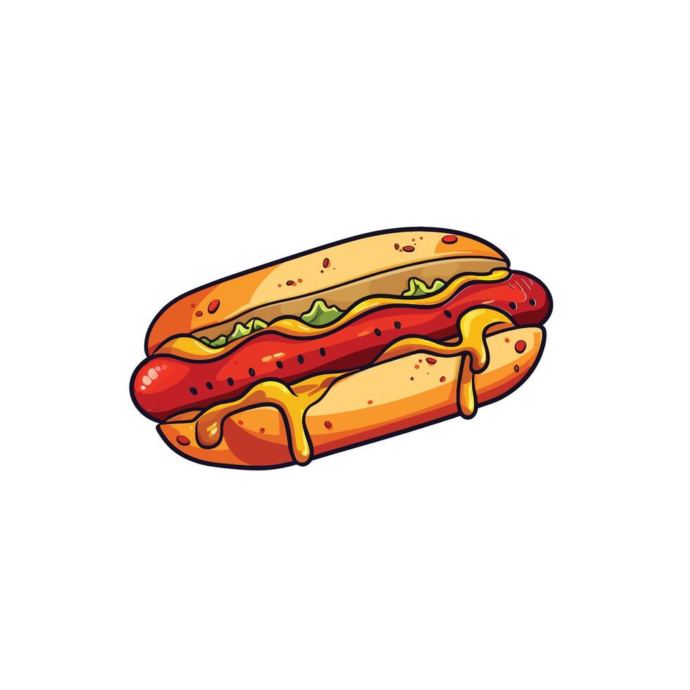 Flat Hot Dog Illustration for Fast Food Menu vector