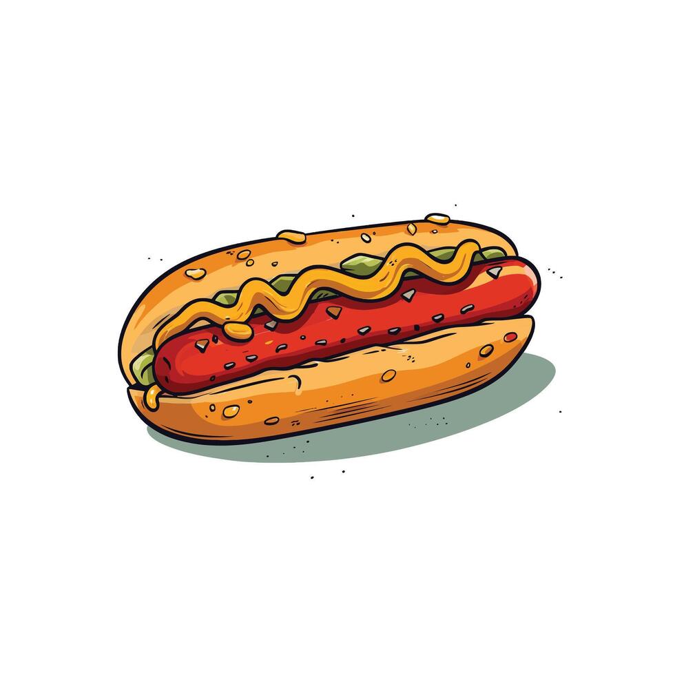Tasty Hot Dog with Grill Marks in vector