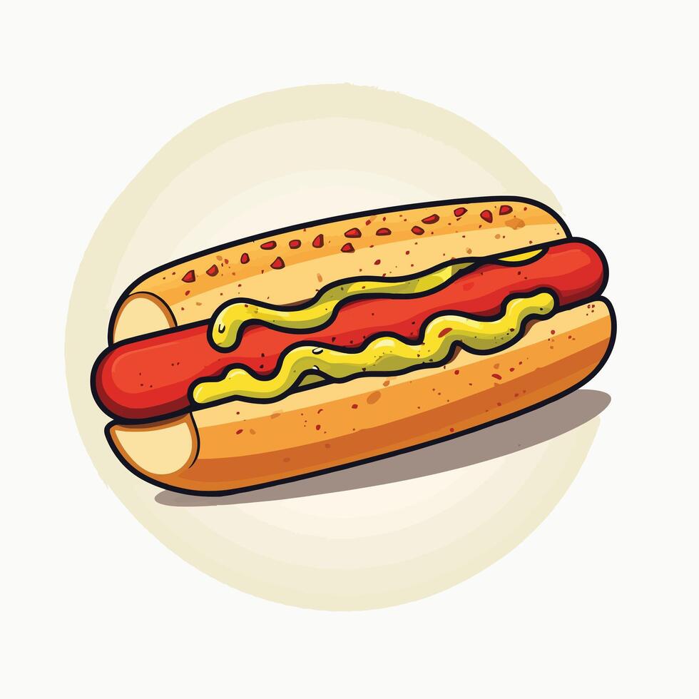 Simple Flat Hot Dog with Minimalist Design vector