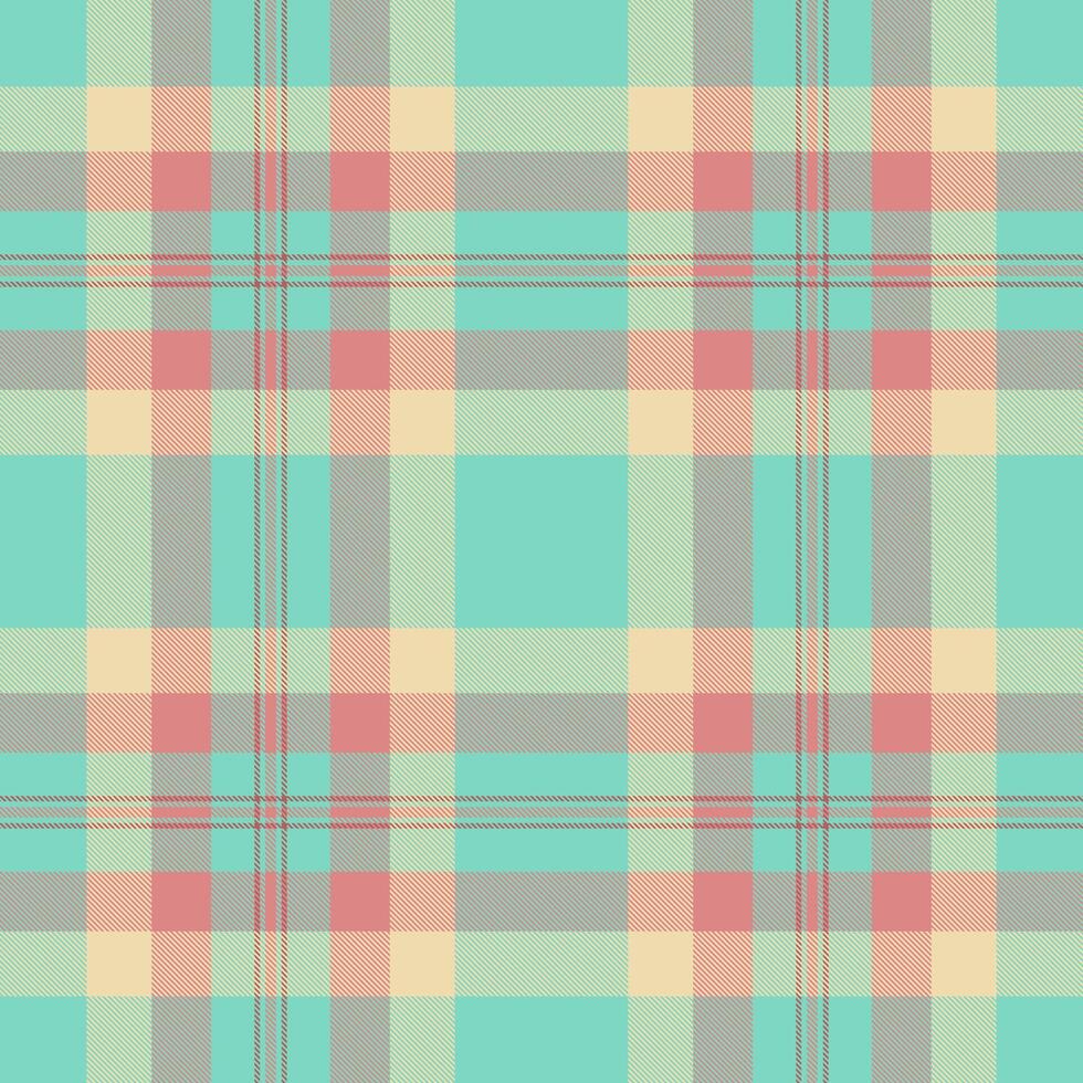 Stripe background plaid textile, sofa pattern tartan. Bandanna fabric check seamless texture in teal and red colors. vector