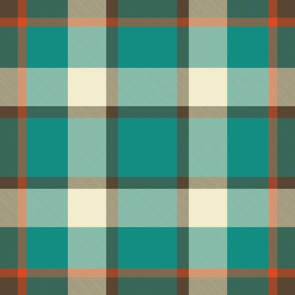 Rag seamless tartan fabric, give background check plaid. 50s texture pattern textile in teal and light colors. vector