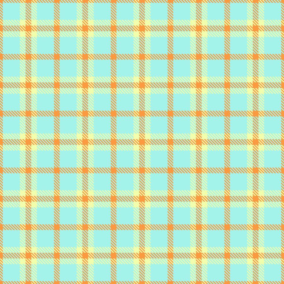 Striped fabric background textile, jersey pattern check tartan. Halftone seamless plaid texture in teal and orange colors. vector