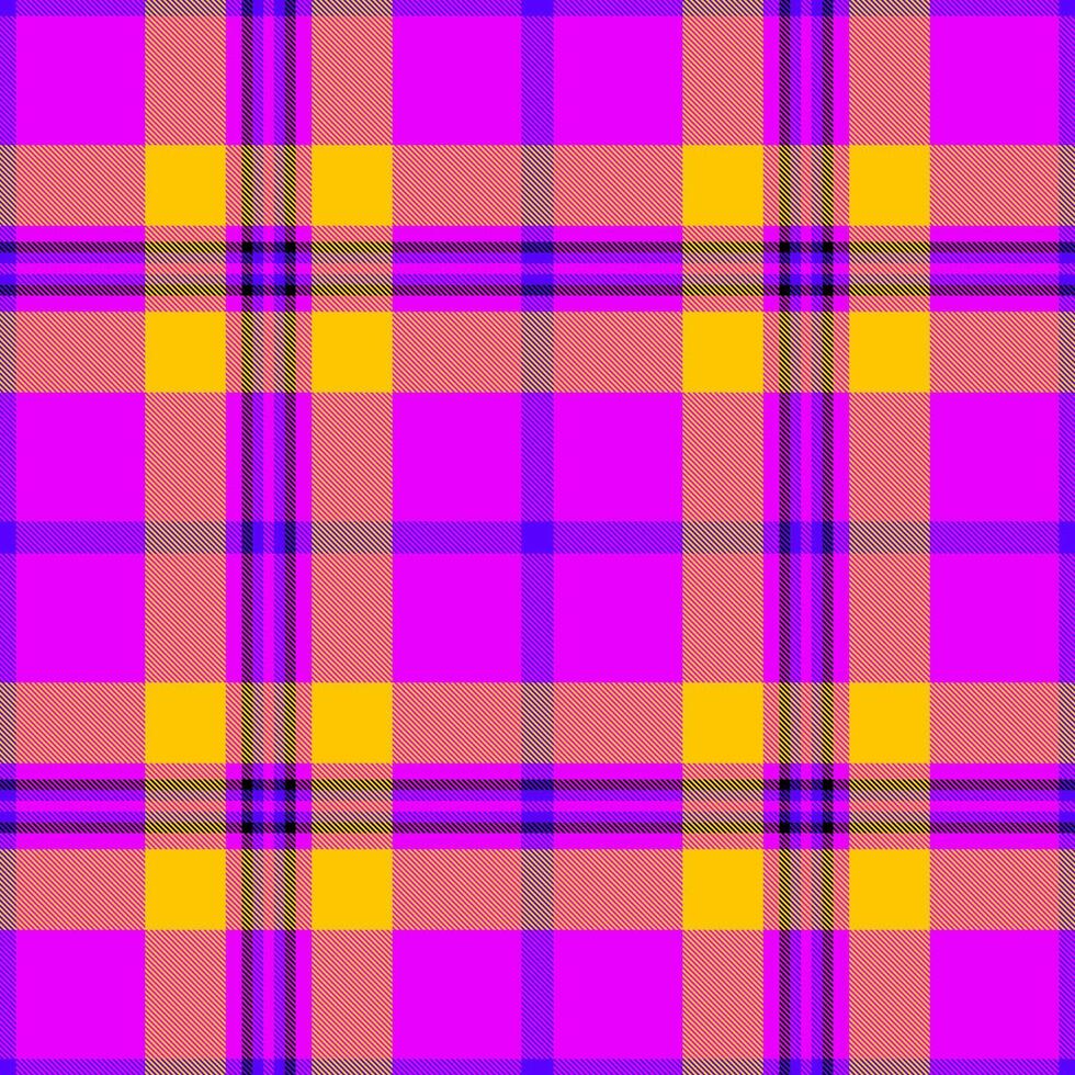 October check fabric textile, thread tartan pattern plaid. Yard texture background seamless in bright and golden poppy colors. vector