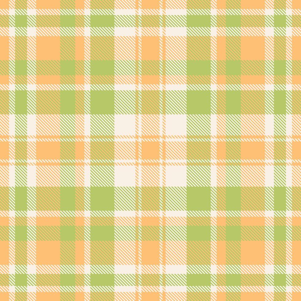 Soft pastel plaid pattern in peach and sage green. Ideal for textile designs, apparel, home decor, and website backgrounds. This cheerful, seamless texture evokes feelings of spring and warmth. vector