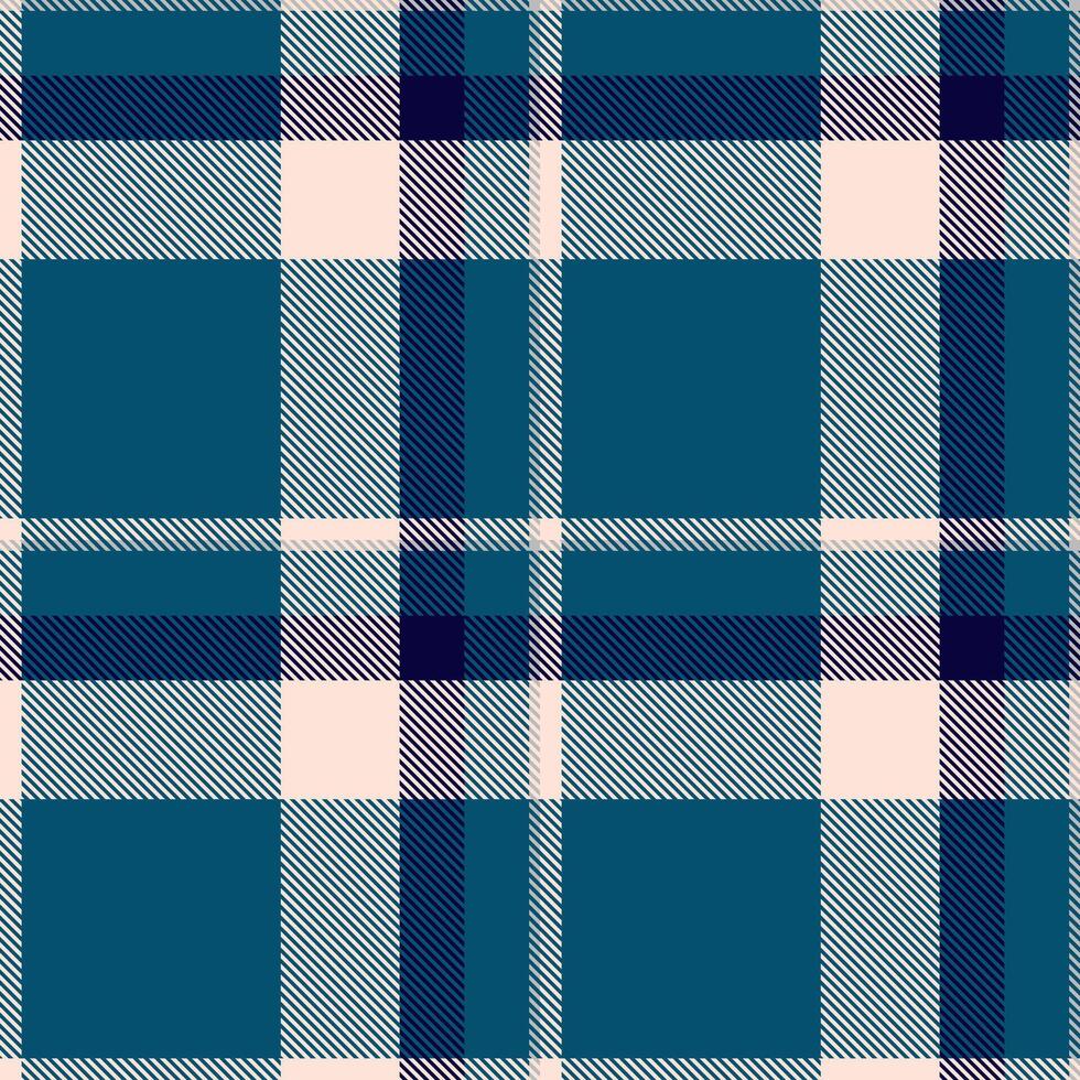 1970s check seamless, scratched texture pattern fabric. Colorful background plaid tartan textile in cyan and light colors. vector