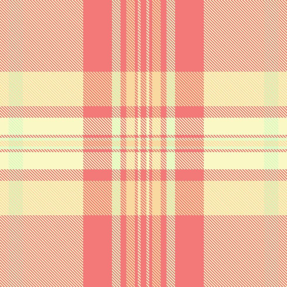 Elegant coral and pastel yellow plaid pattern. Perfect for textile designs, website backgrounds, or crafting projects. vector