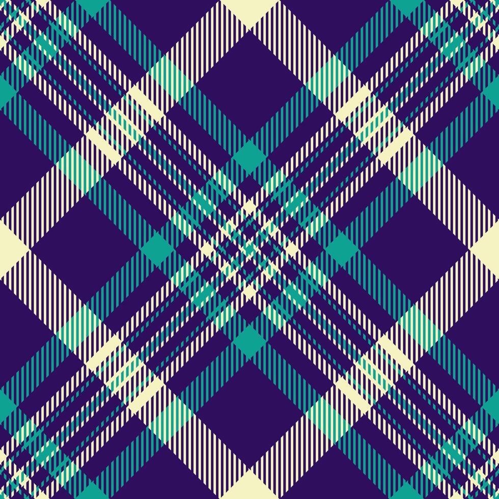 Vibrant teal, purple, and cream plaid pattern. Perfect for textile design, website backgrounds, or fashion projects. vector