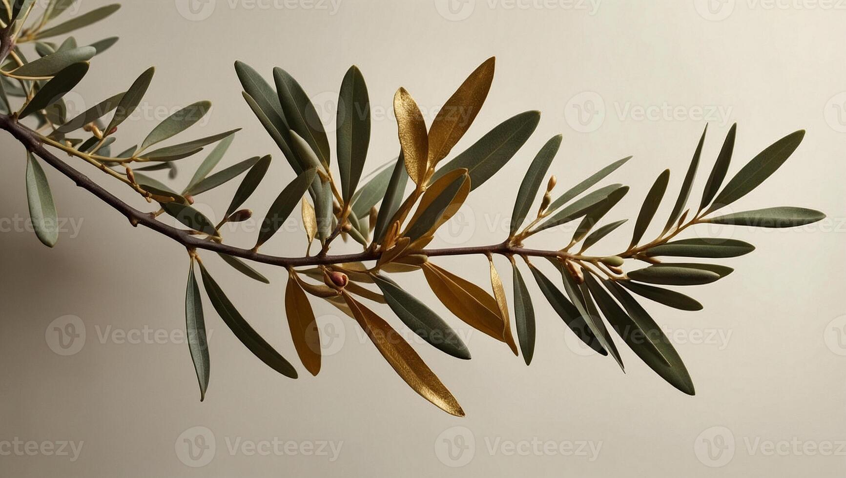 olive branch with gold leaves photo