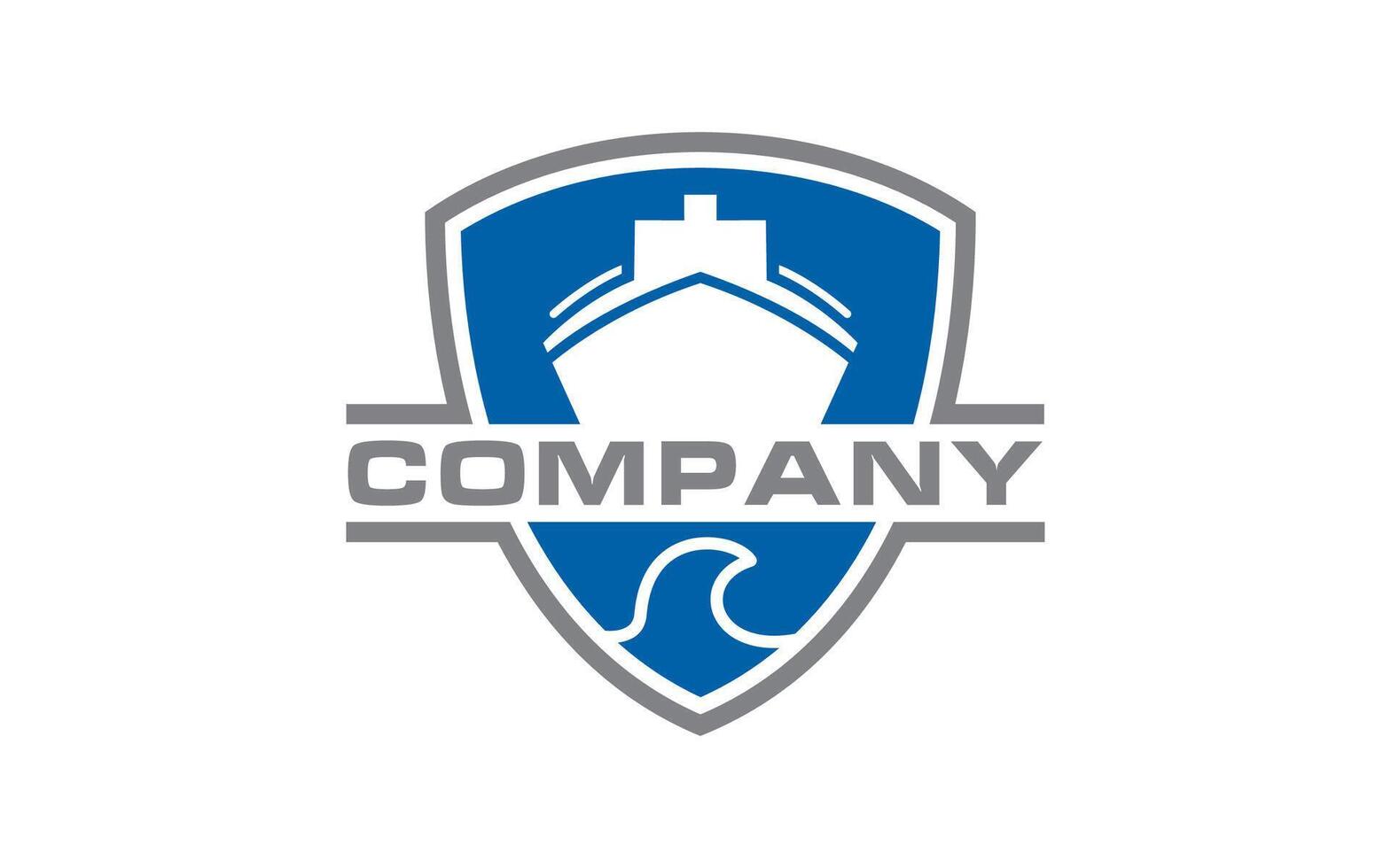 Cruise ship rudder emblem logo design vector