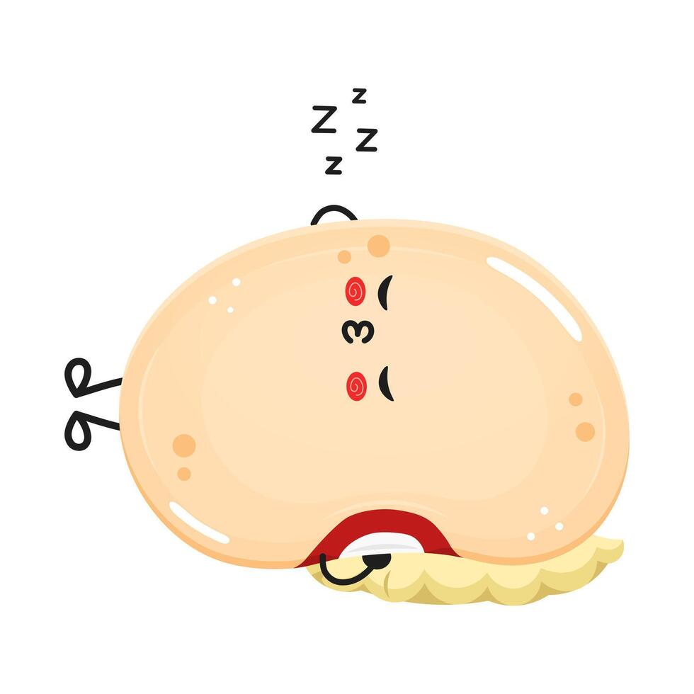 Sleepy Kidney Bean rests peacefully. Dreaming Legume character vector