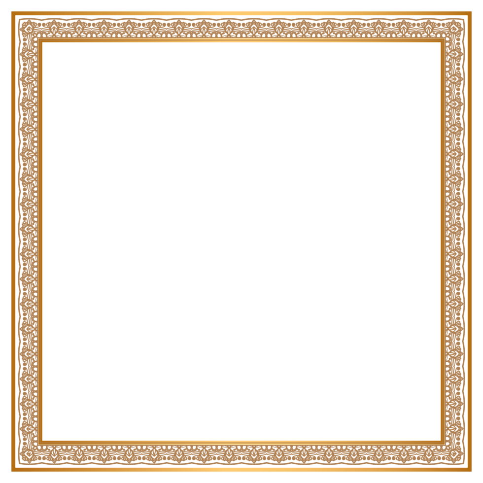 Shiny golden rectangle corner certificate border pattern line photo frame islamic wedding invitation card background png