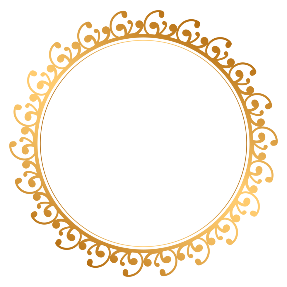Luxury Golden Or Gold Circle Frame Border Design With round shape art png