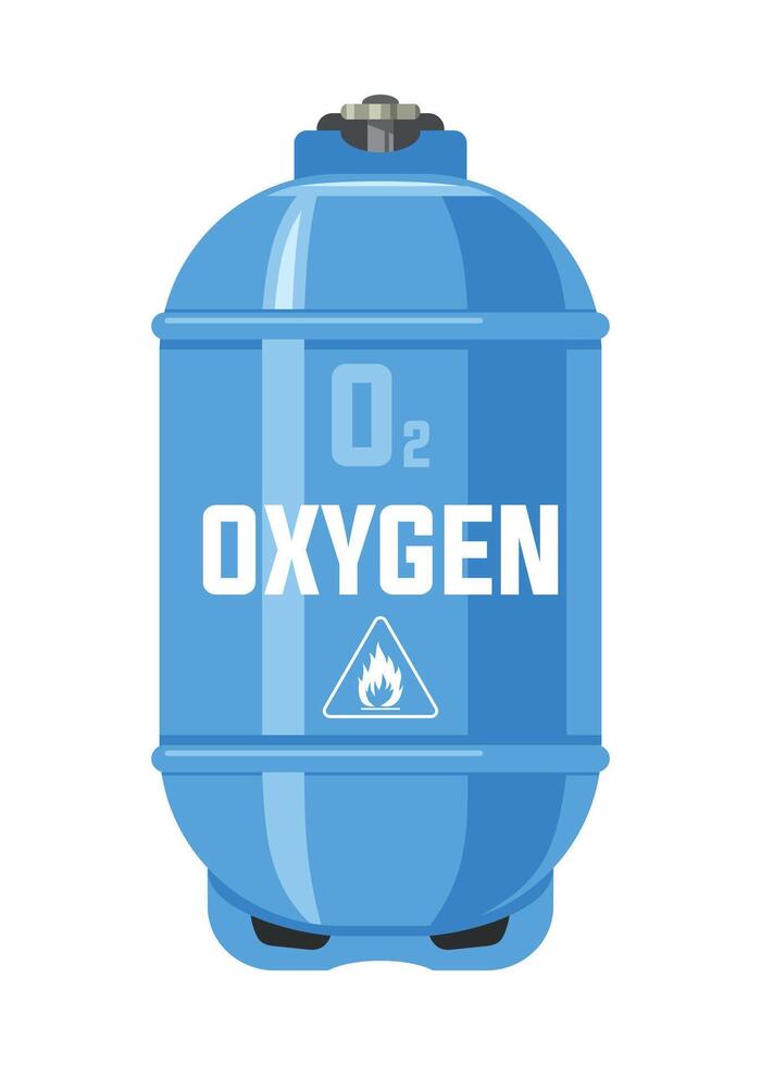 blue oxygen cylinder icon on white background vector