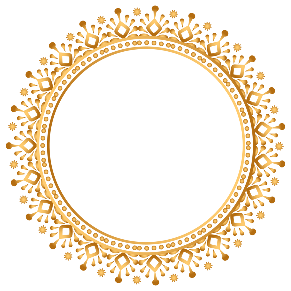 Golden circle frame border and intricate mandala indian art png