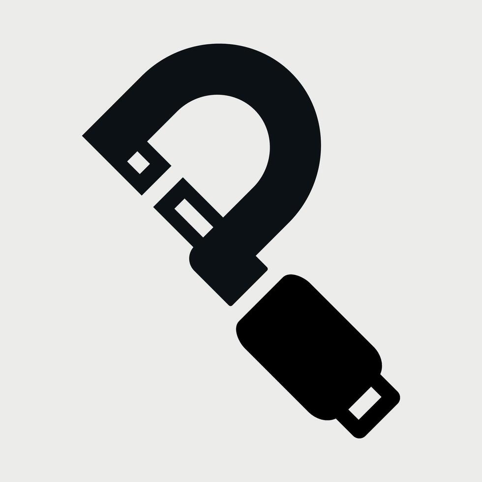 black and white icon of micrometer for measurements on white background vector