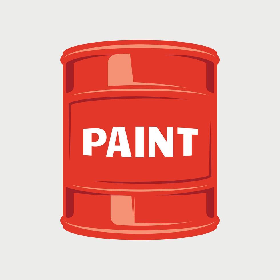 red paint can on white background vector