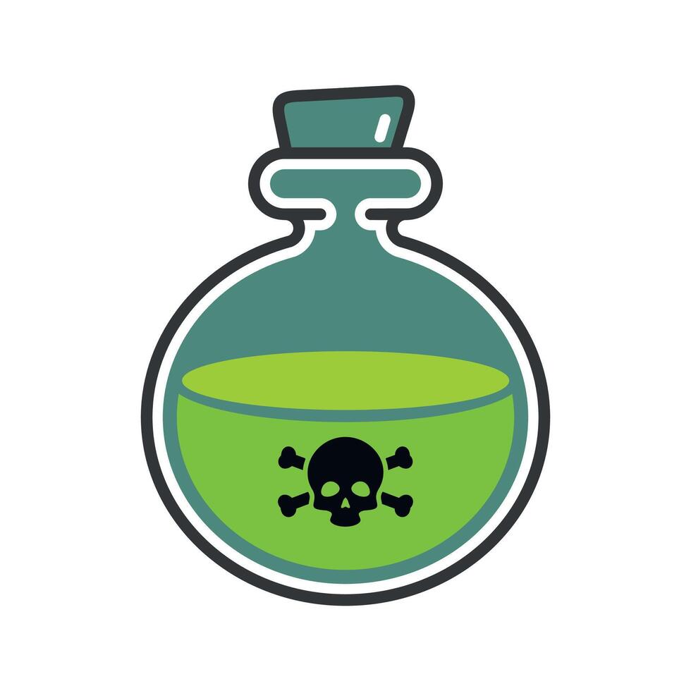 stylized icon of test tube flask with poison for chemical experiments vector