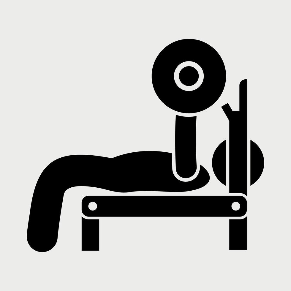 black and white icon of bodybuilder with barbell isolated on white background vector