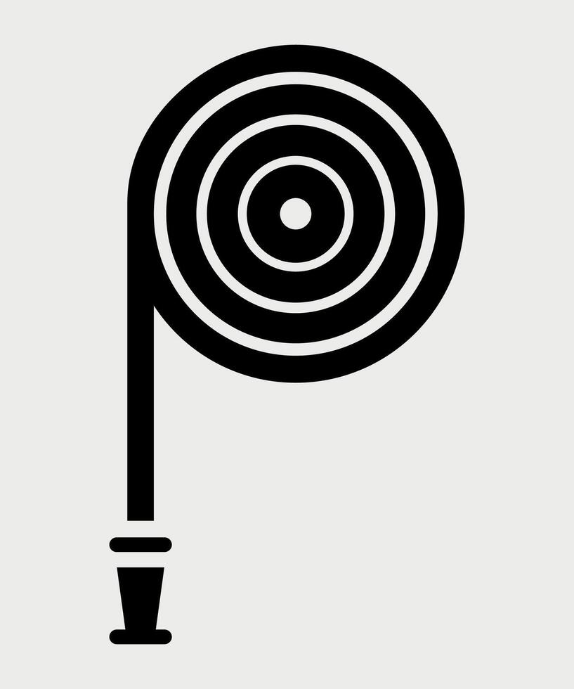 black and white fire hose icon on white background vector