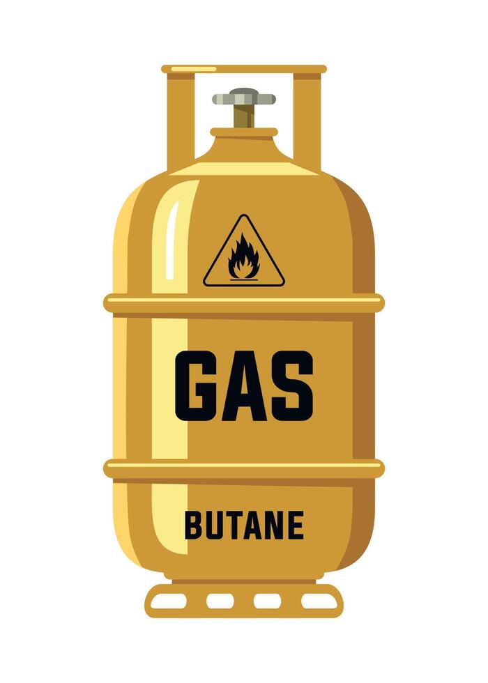 yellow butane gas cylinder icon vector