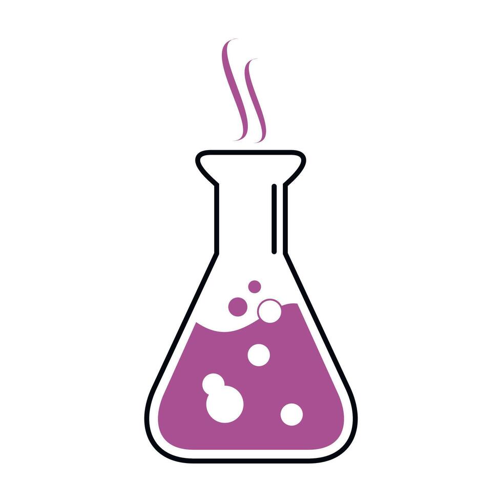 icon of flask test tube with liquid for chemical experiments on white background vector