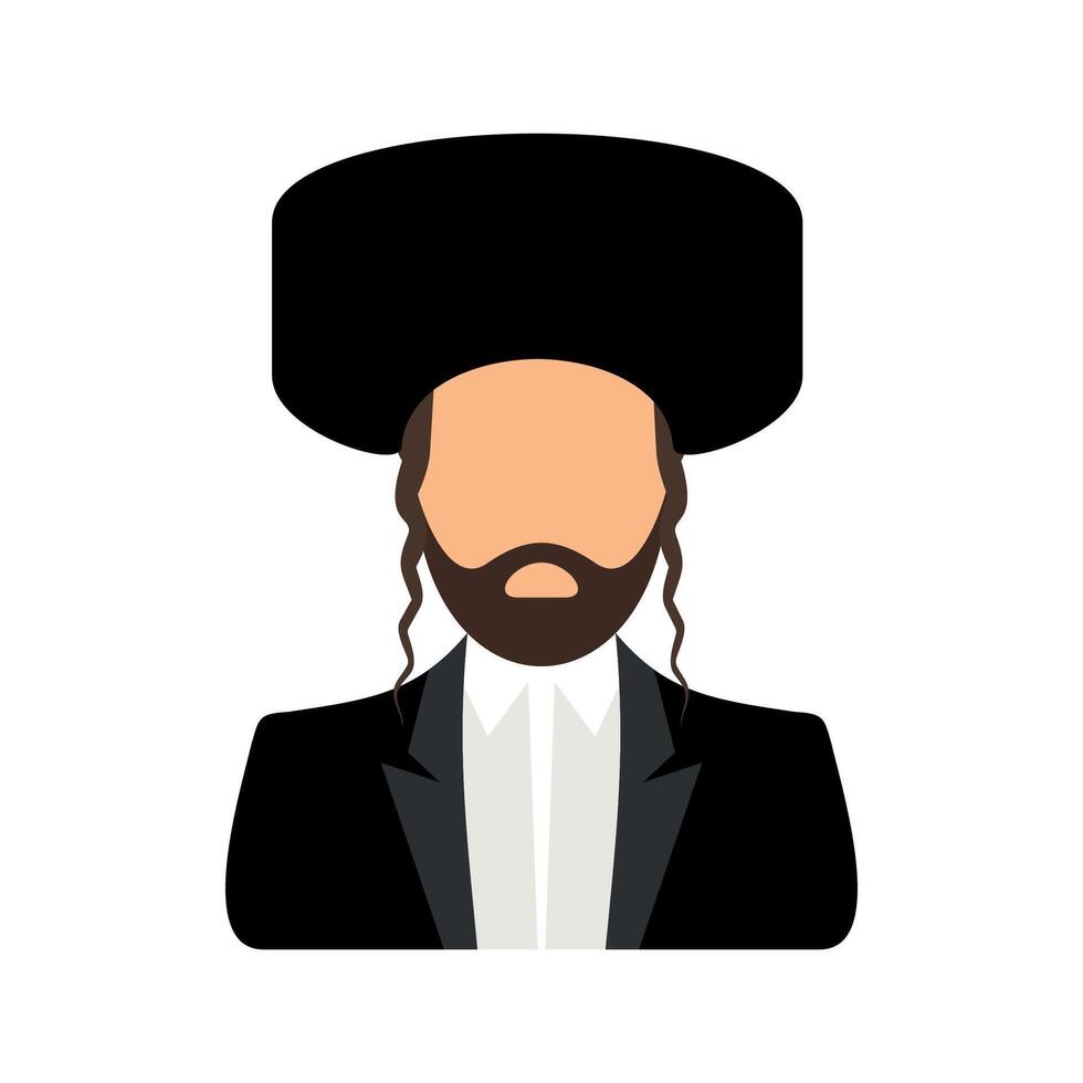 icon of bust of hasid jew in hat with sidelocks on white background vector