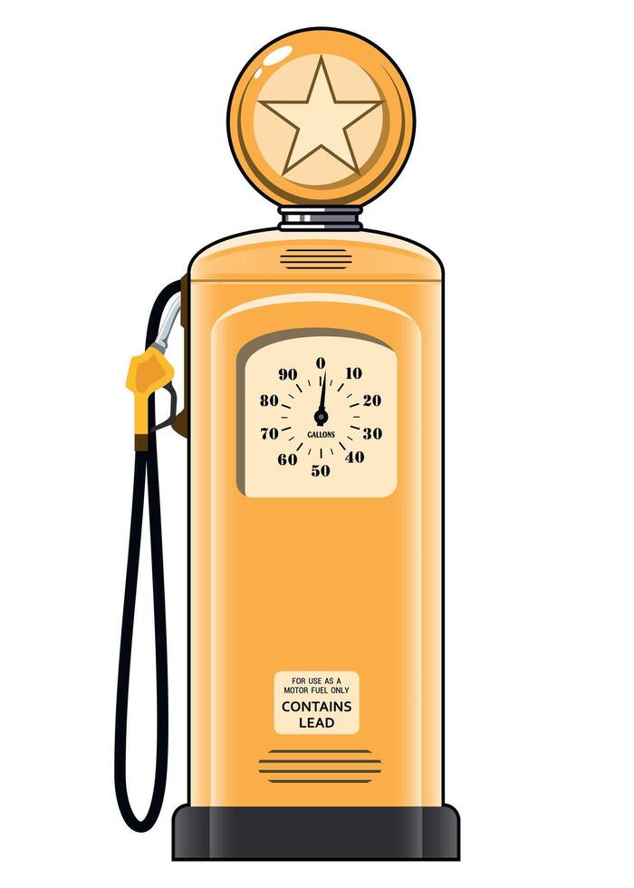 yellow retro gas station with indicator board on white background vector