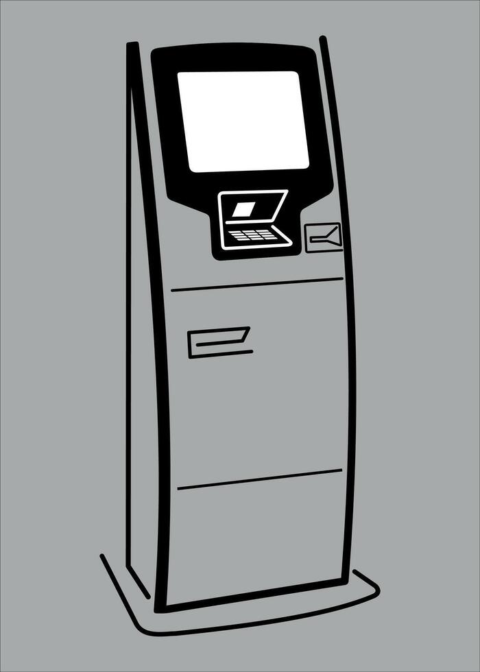 black and white atm icon on white background vector