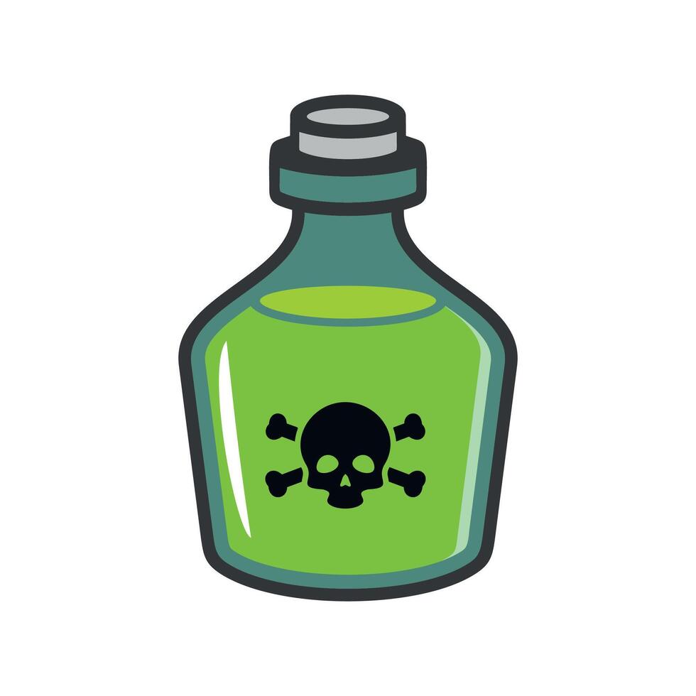 stylized icon of test tube flask with poison for chemical experiments isolated on white background vector