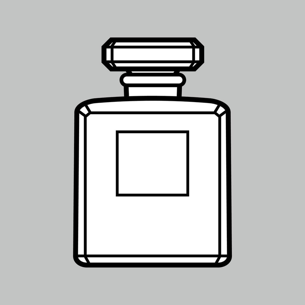 black perfume bottle icon on white background vector