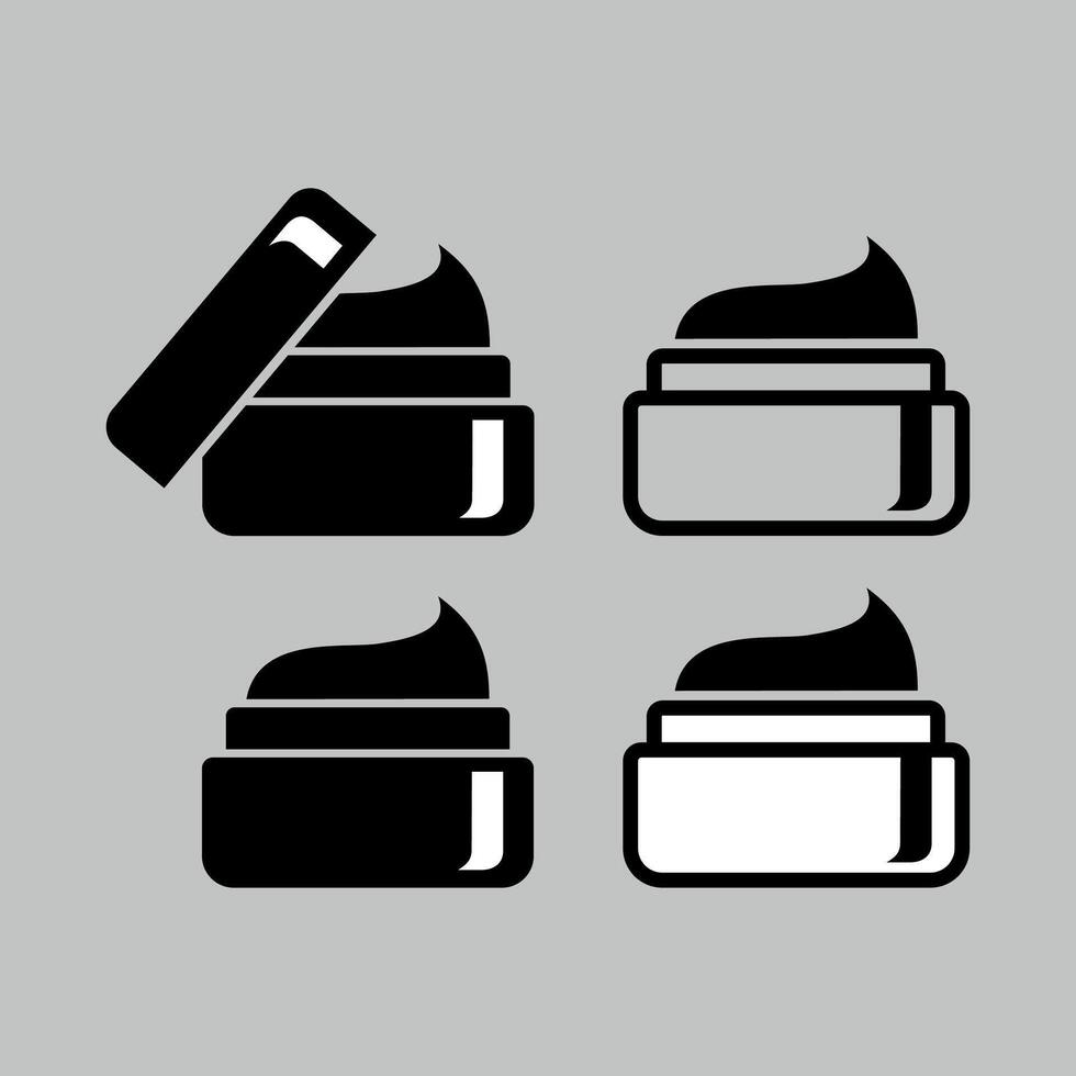 black and white icon of cream jar on white background vector